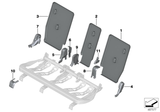 2018 BMW X2 Seat, Rear, Seat Trims Diagram