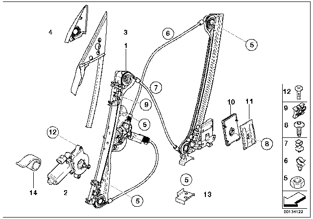 2008 BMW Z4 Door Window Lifting Mechanism Diagram