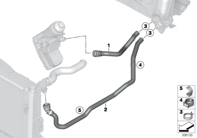 2017 BMW 328d Cooling Water Hoses Diagram