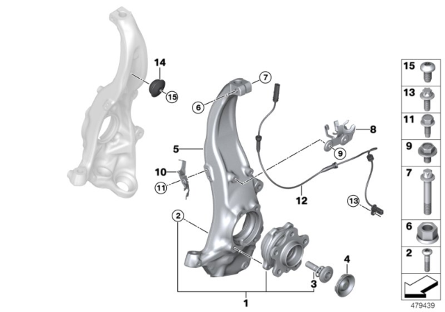 2019 BMW 740e xDrive Swivel/Wheel Bearing Front All-Wheel Drive Diagram