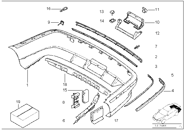 1999 BMW 540i Bumper Guard, Primed, Rear Left Diagram for 51127005937