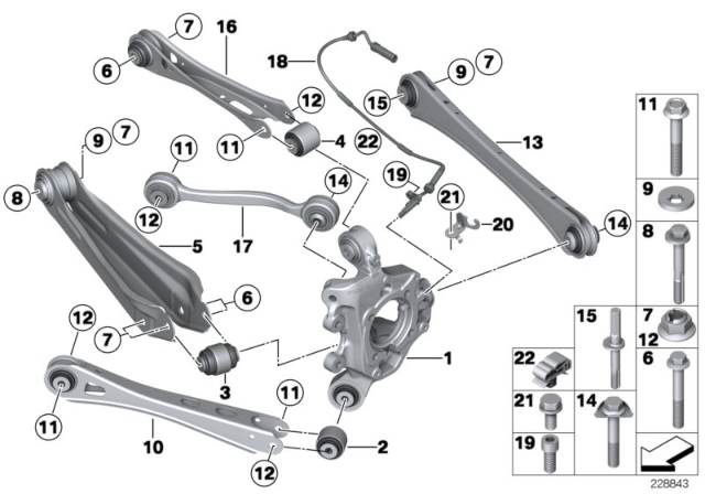 2015 BMW X4 Rear Axle Support / Wheel Suspension Diagram