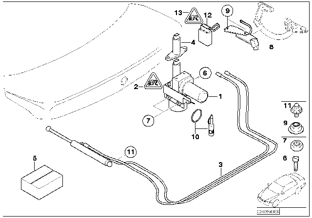 2004 BMW 760i Trunk Lid Hydraulic Parts Diagram