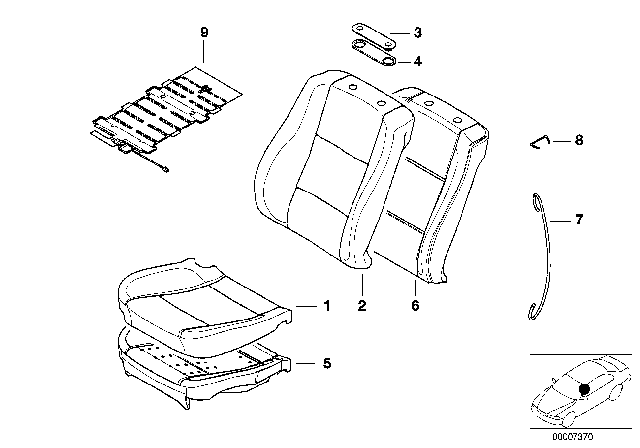 2003 BMW 525i Seat, Front, Cushion & Cover Diagram 3