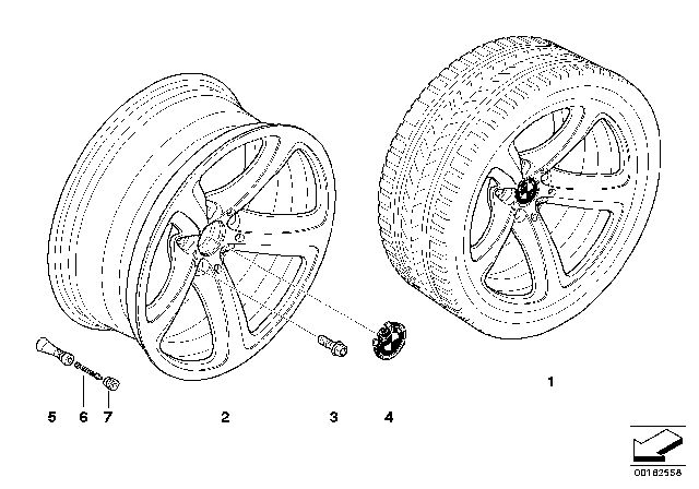 2007 BMW 650i Alloy Rim, Forged Diagram for 36116777353