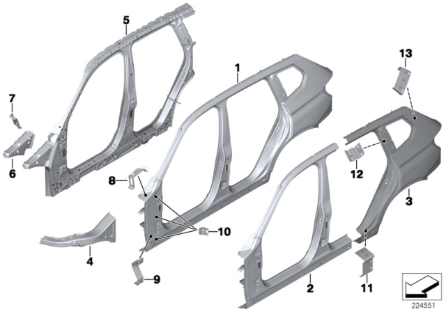 2011 BMW X3 Side Frame Diagram