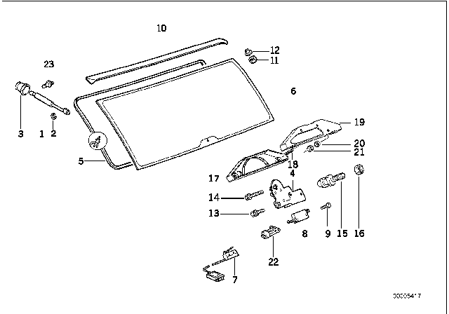 1993 BMW 525iT Trunk Lid / Rear Window Diagram