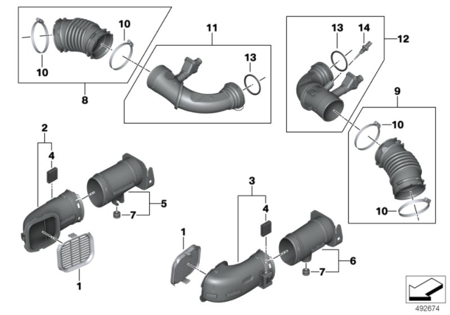 2020 BMW 750i xDrive INTAKE DUCT, RIGHT Diagram for 13717934472