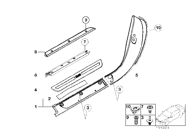 2003 BMW Z8 Covering Left Diagram for 51478257869