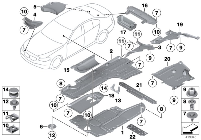 2014 BMW M5 Underfloor Coating Diagram