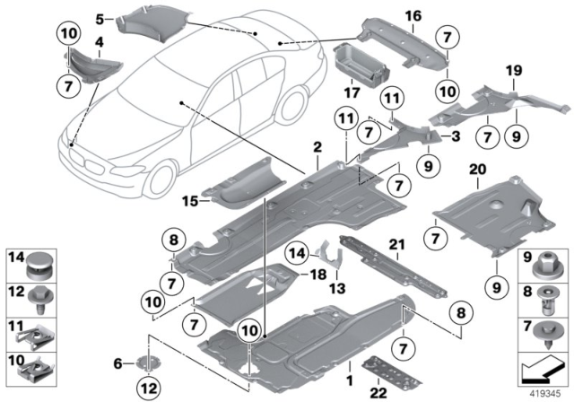 2012 BMW 550i Underside Panelling, Right Diagram for 51757207268