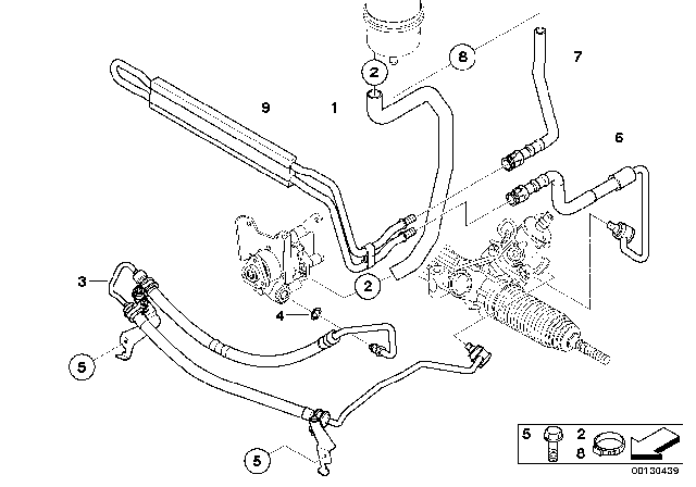 2005 BMW X3 Hydro Steering - Oil Pipes Diagram