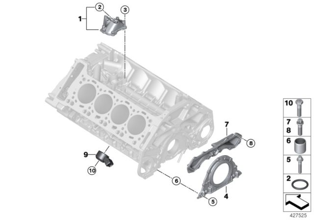 2015 BMW X5 M Engine Block & Mounting Parts Diagram 2