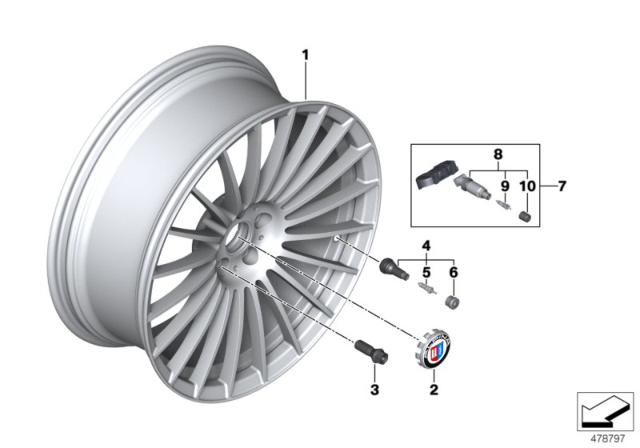 2019 BMW Alpina B7 Alloy Rim, Forged Diagram for 36107992584