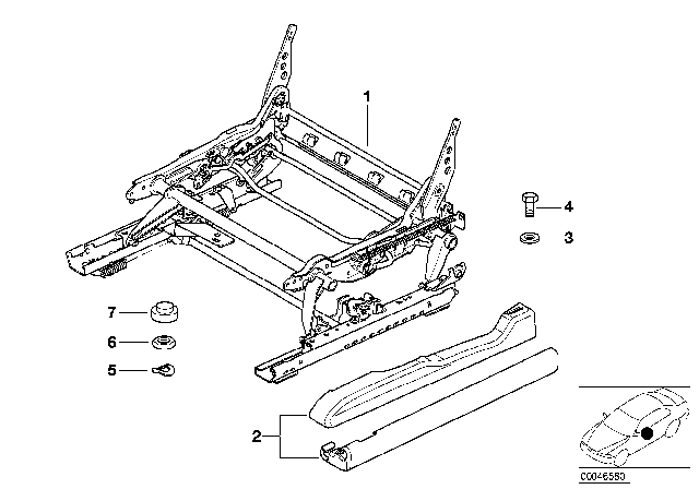 2000 BMW X5 Seat Mechanism Right Diagram for 52107035938