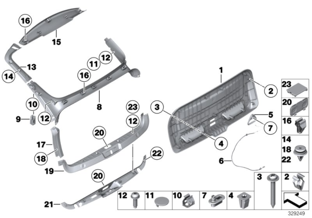 2015 BMW 550i GT Trim Panel, Trunk Lid Diagram for 51497351303