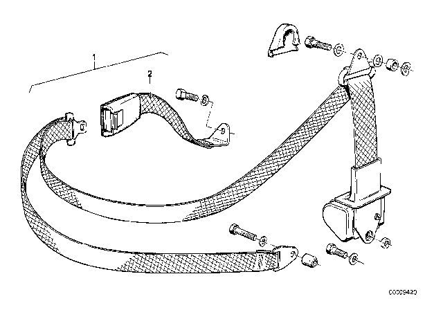 1982 BMW 528e Safety Belt Rear Diagram 1