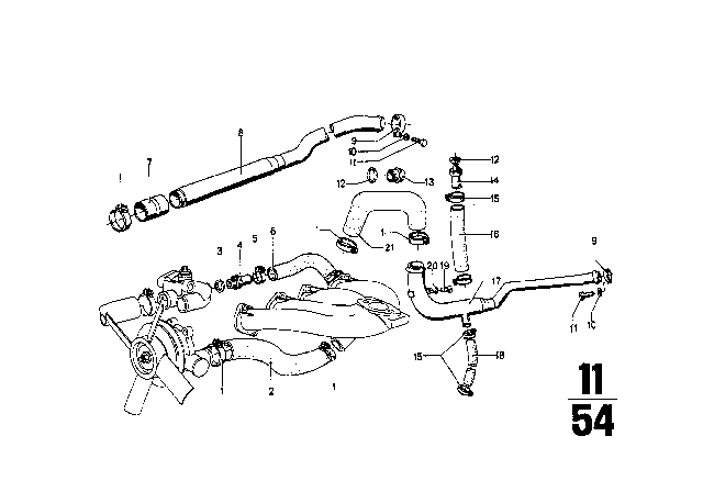 1972 BMW 2002tii Cooling System - Water Hoses Diagram 2