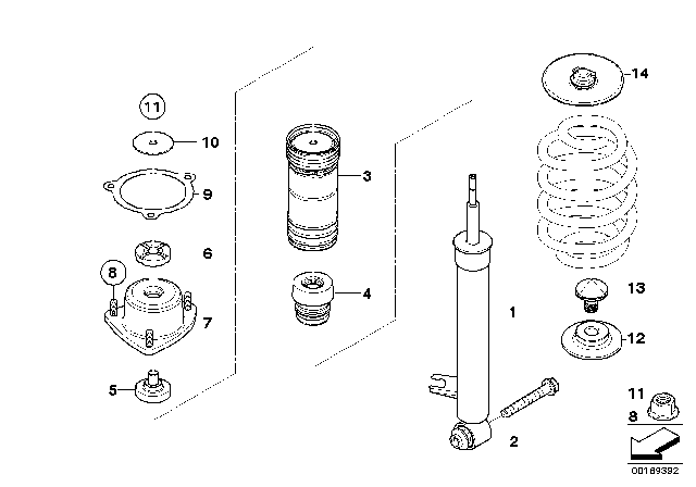 2009 BMW X6 Rear Spring Strut Mounting Parts Diagram