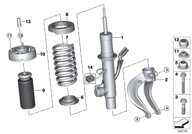 2015 BMW X5 M Front Left Spring Strut Diagram for 31317856489