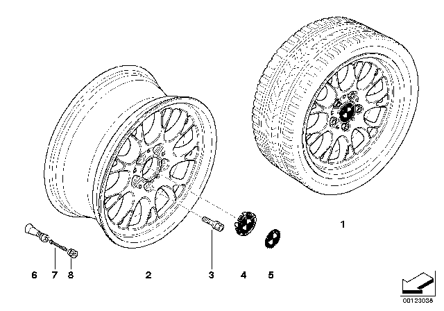 2004 BMW Z4 BMW Light Alloy Wheel, Cross Spoke Diagram