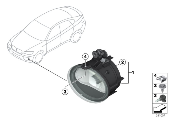 2010 BMW X6 M Fog Lamp/Turning Lights, Right Diagram for 63177311352