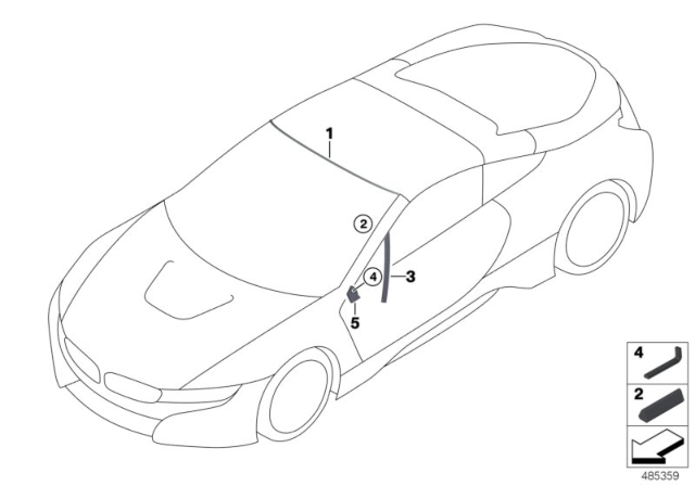 2019 BMW i8 Window Guide, Right Front Door Diagram for 51007457818