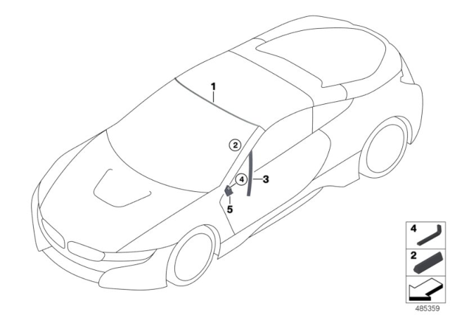 2019 BMW i8 Window Guide, Left Front Door Diagram for 51007457817