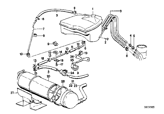 1989 BMW 635CSi Fuel Tank Breather Valve Diagram for 13901711395