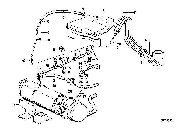 1988 BMW 635CSi Expansion Tank / Activated Carbon Container Diagram 2