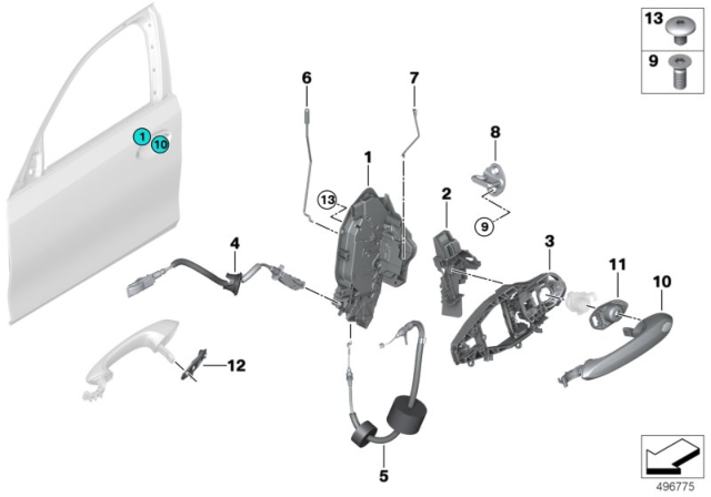 2019 BMW 330i Locking System, Door Diagram 1