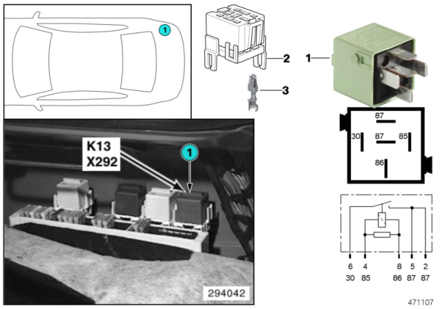 1995 BMW 740i Relay, Heated Rear Window Diagram