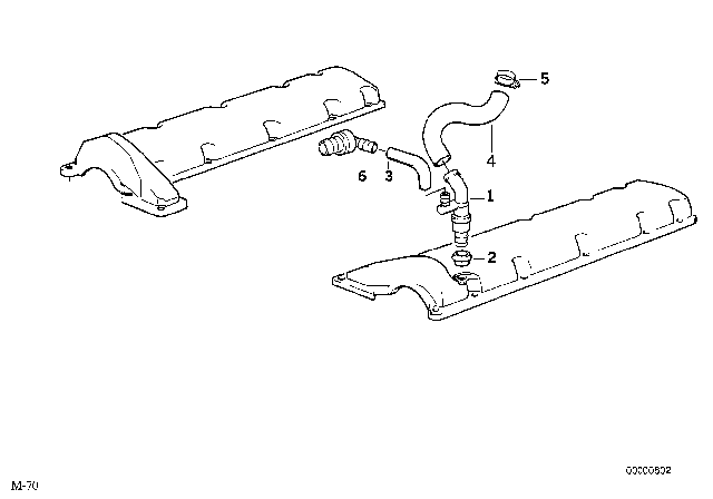 1990 BMW 750iL Crankcase - Ventilation Diagram