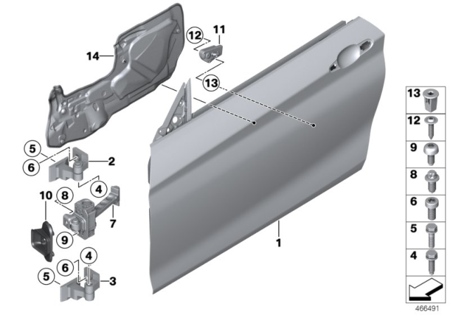 2018 BMW M4 Front Door - Hinge / Door Brake Diagram