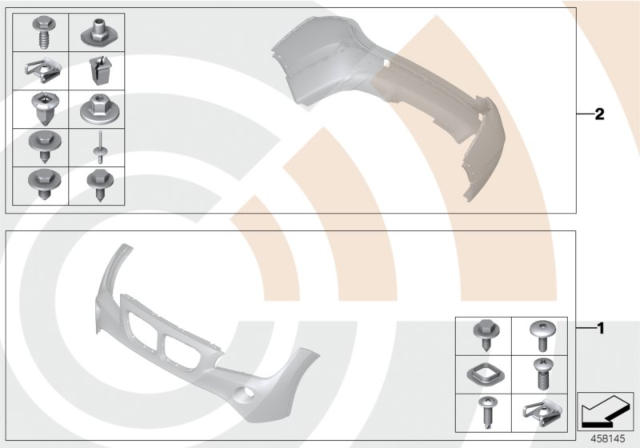 2013 BMW X1 Mounting Kit, Bumper Diagram