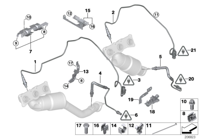 2007 BMW X5 Bracket For Lambda Probe Cable Diagram for 12527558216