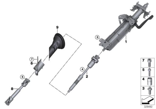2014 BMW X5 Steering Column, Mechanical / Steering Spindle Diagram
