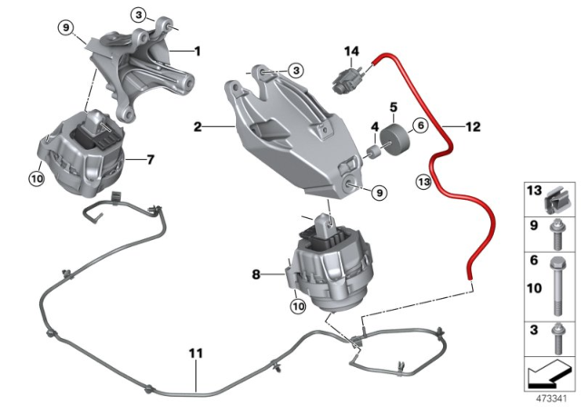 2019 BMW 530e Engine Mount Right Diagram for 22116883246