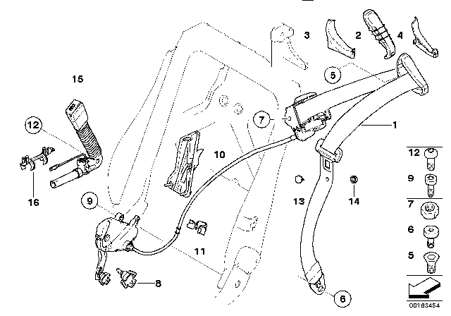 2012 BMW 335is Safety Belt Front Diagram