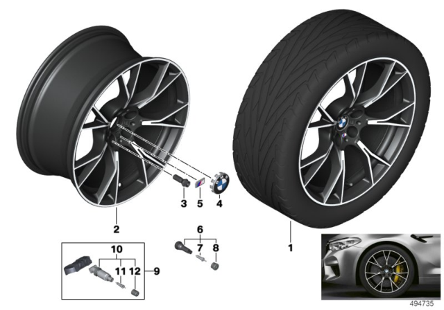 2020 BMW M5 Disc Wheel Light Alloy Jet B Diagram for 36118073850