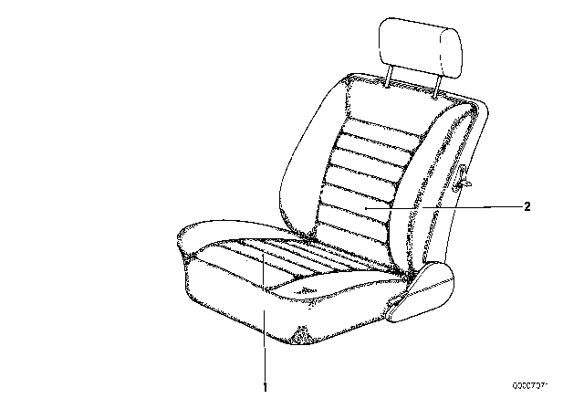 1985 BMW 635CSi Seat Cover Front Diagram