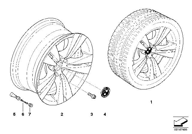 2005 BMW 525i BMW LA Wheel, Double Spoke Diagram 1