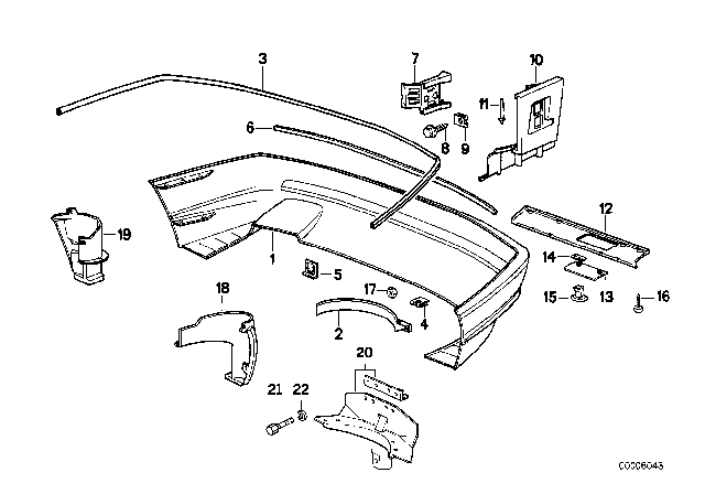 1997 BMW 840Ci Bumper Trim Panel, Rear Diagram