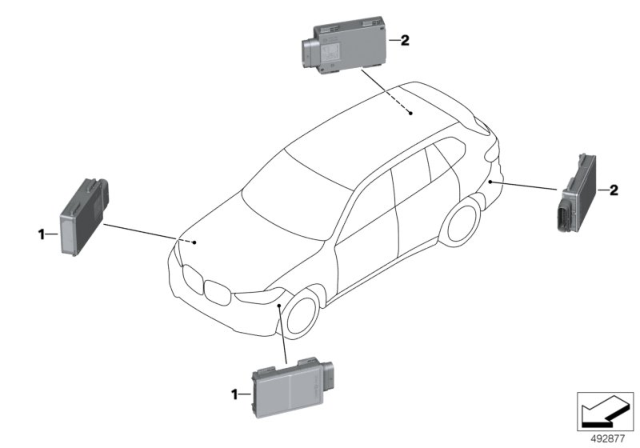 2020 BMW X6 Radar Sensor Short Range Diagram