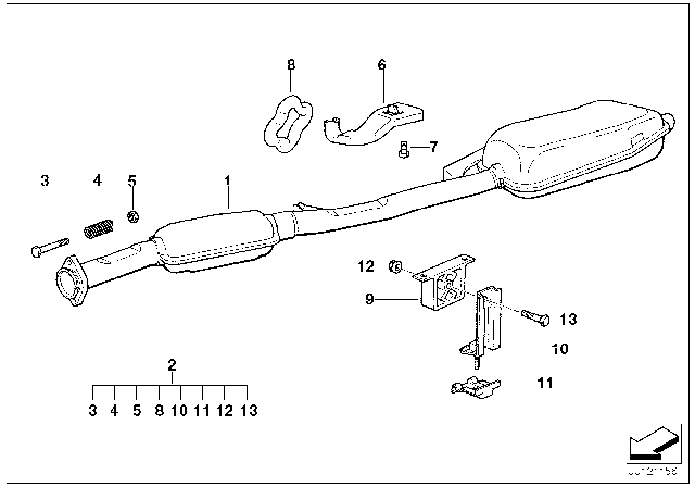 1994 BMW 318is Rear Muffler Diagram for 18101728581