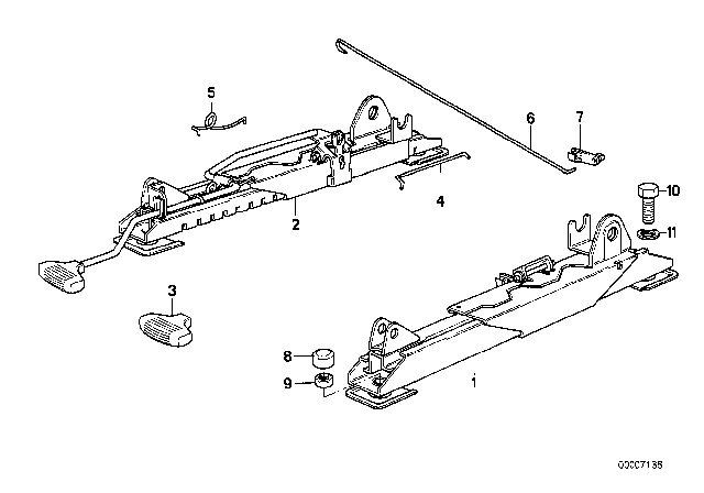 1989 BMW 325i Front Seat Rail Diagram