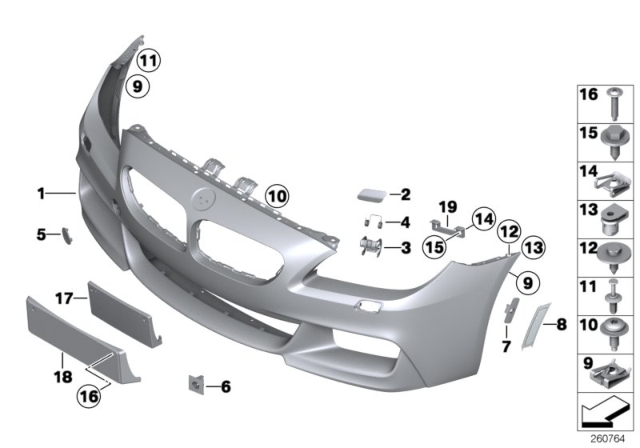 2015 BMW 640i M Trim Panel, Front Diagram