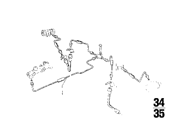 1973 BMW 2002 Brake Pipe, Rear Diagram 1