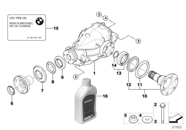 2005 BMW X3 Rear Rigid Differential Assembly Diagram for 33107537722