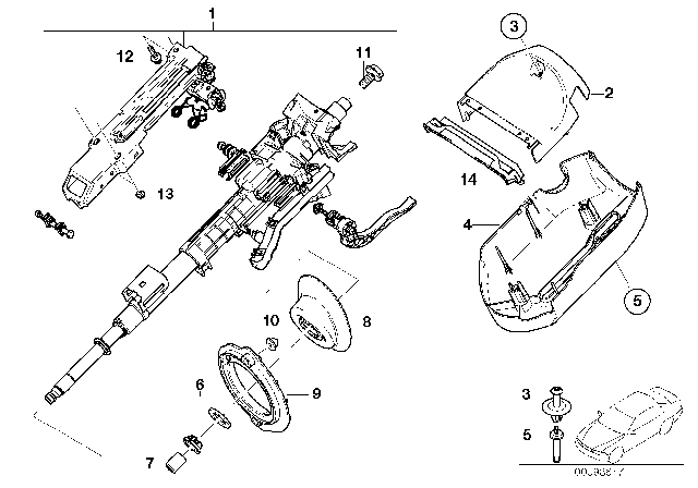 2003 BMW 325i Manually Adjusting Steering Column Diagram